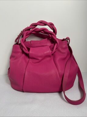 Vince Camuto Hot Pink Shoulder Bag Two Handles Soft Leather Magnet Closure Purse